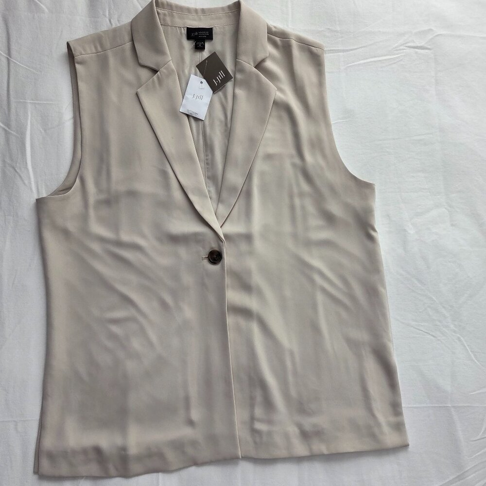 J Jill Wearever NEW Blazer Vest In Oatmeal Size M